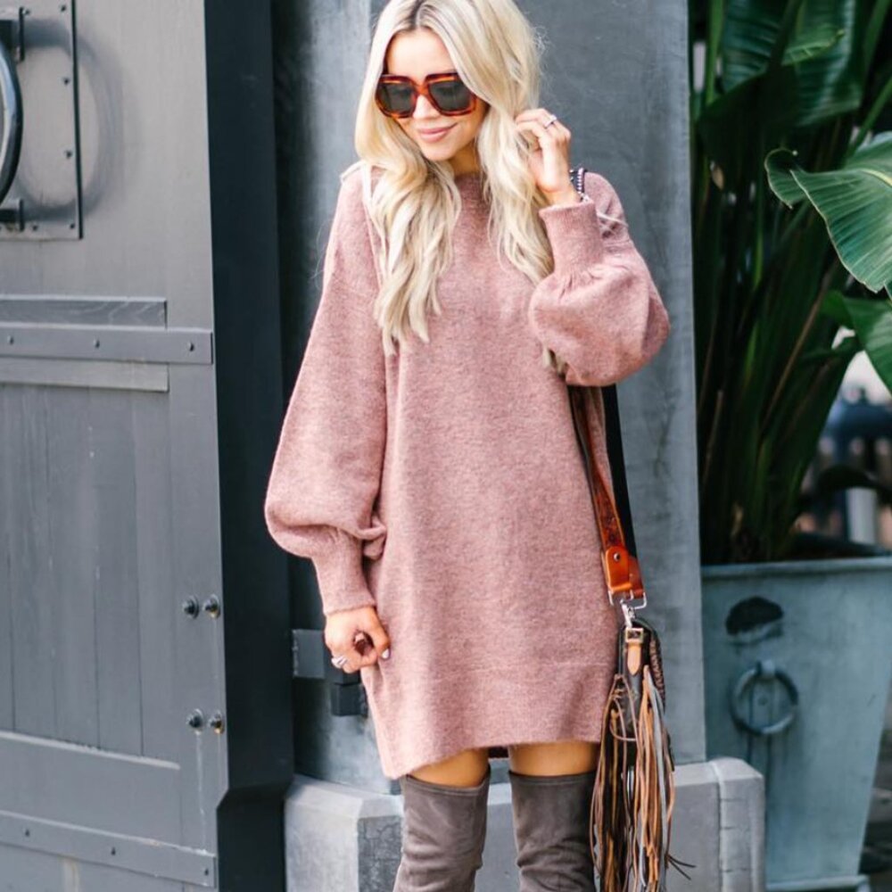 Topshop Balloon Sleeve Sweater Dress - 10